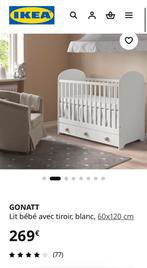 Lit bébé IKEA avec tiroir de rangement., Matelas, Moins de 70 cm, Enlèvement, Utilisé