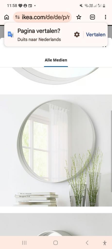 Rotsund witte ikea spiegel, Huis en Inrichting, Ophalen