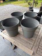 4 pots en plastique gris, Jardin & Terrasse, Rond, Enlèvement, Utilisé, Moins de 60 cm