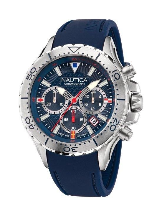 NIEUW - Nautica Heren Chronograph Horloge, Siliconen Band, Overige merken, Overige materialen, Polshorloge, Overige materialen