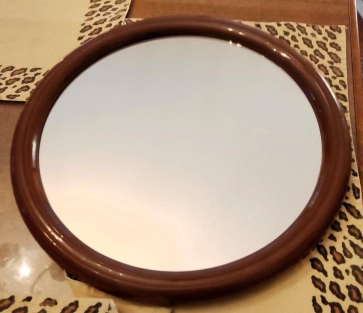 ronde spiegel + houten kapstok, Antiek en Kunst, Antiek | Spiegels, Ophalen