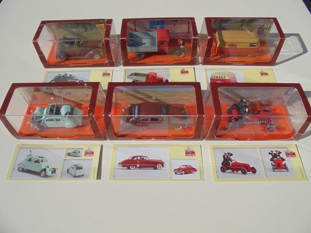 Kuifje 6 auto's nrs 04 - 05 - 08 - 13 - 27 - 34, Enlèvement ou Envoi, Tintin, Utilisé, Autres types