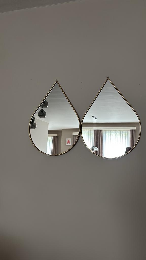 decoratieve spiegels goud Set 2 (druppelvorm), Huis en Inrichting, Ophalen, Zo goed als nieuw
