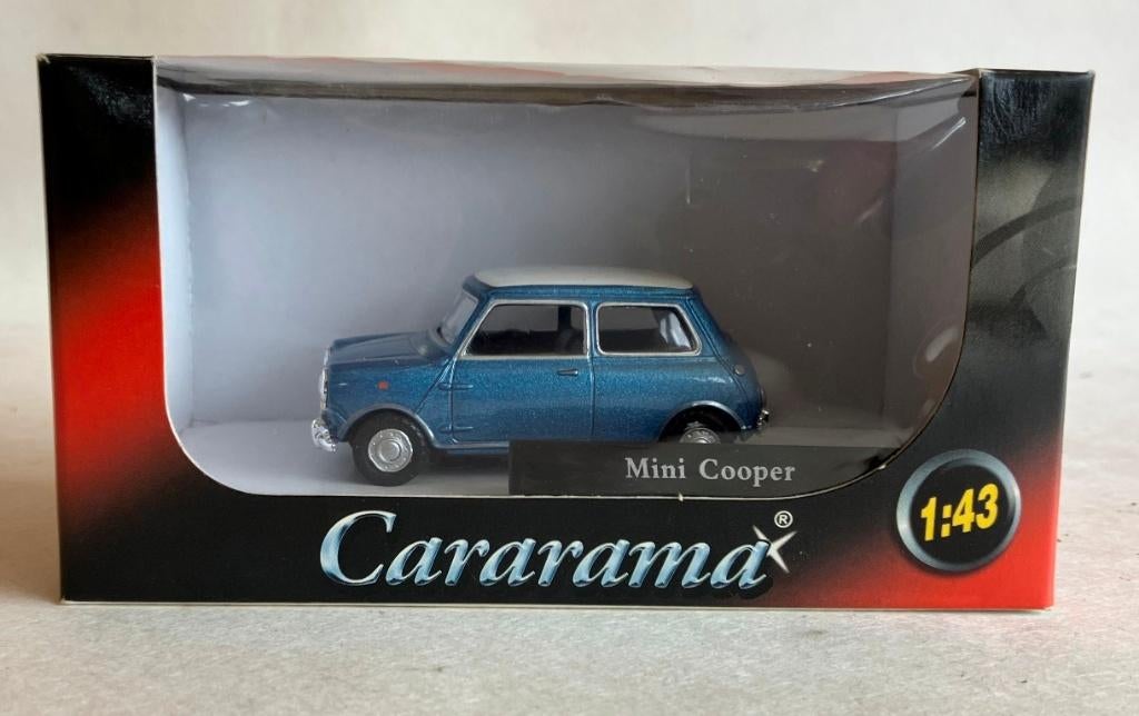 Mini Cooper blauw – wit dak Cararama., Hobby en Vrije tijd, Ophalen of Verzenden, Zo goed als nieuw, Auto, Overige merken