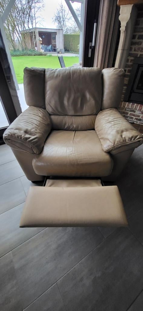 Natuzzi lederen relax zetel, Maison & Meubles, Fauteuils, Enlèvement, Utilisé, Cuir