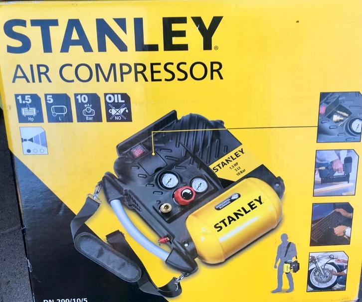 Compresseur Stanley Airboss  5L - 10 Bar - 1.5 HP, Doe-het-zelf en Bouw, Compressors, Nieuw, 6 tot 10 bar, Minder dan 25 liter