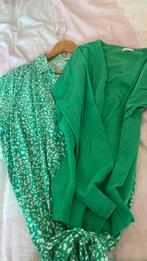 Groene doorknoopjurk met bijpassende cardigan XL, Ophalen of Verzenden, Zo goed als nieuw, Maat 46/48 (XL) of groter, Groen