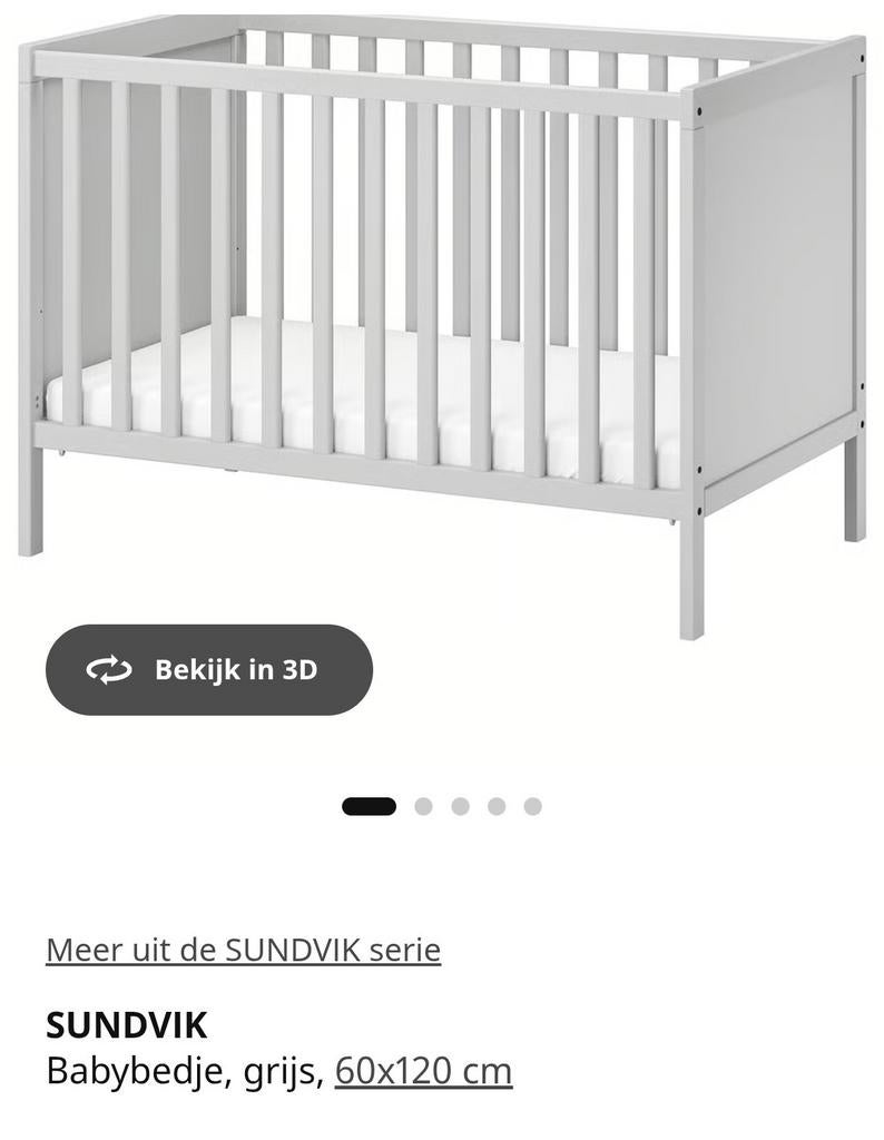 Baby/kinderbedje, grijs, gelijk nieuw., Kinderen en Baby's, Ophalen