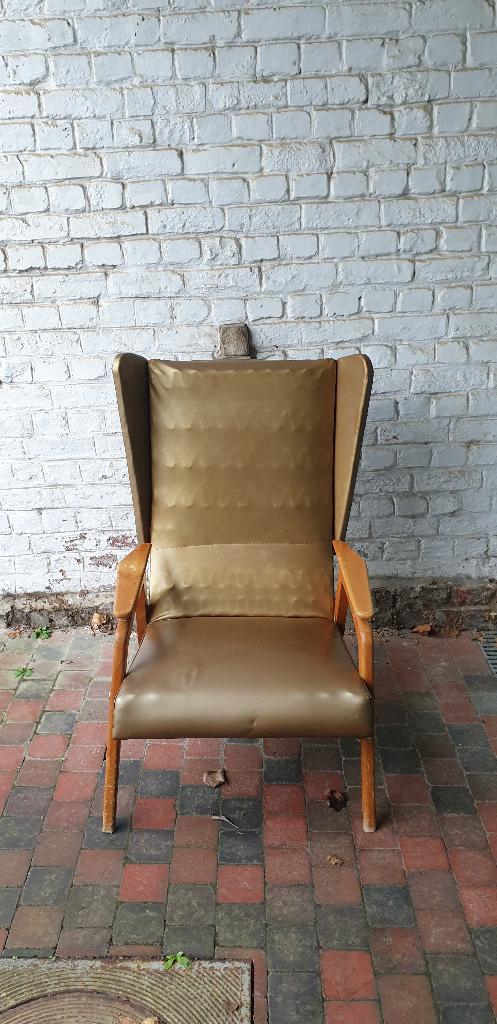 Fauteuil à oreilles vintage, Huis en Inrichting, Fauteuils, Gebruikt, Ophalen