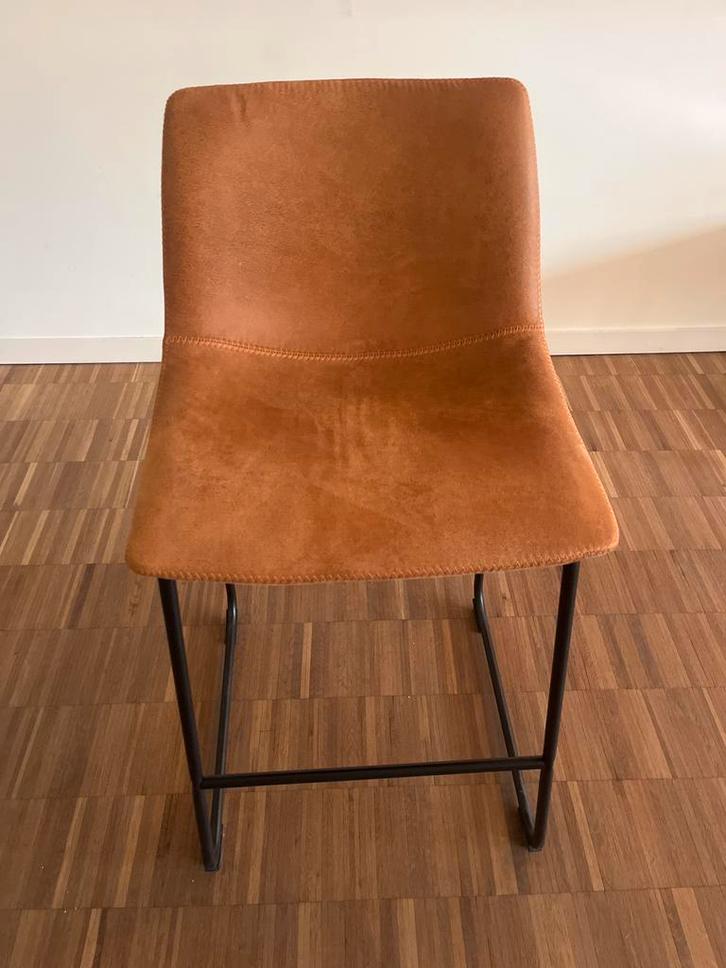 Set van 4 barkrukken cognac – industrieel design, Maison & Meubles, Tabourets de bar, Comme neuf, Enlèvement