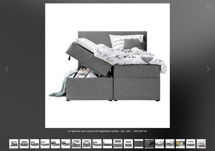 LIT TAPISSIER ( BOXSPRING )180 x 200 CM NEUF, Huis en Inrichting, Slaapkamer | Boxsprings, Nieuw, 180 cm, 200 cm, Grijs, Ophalen