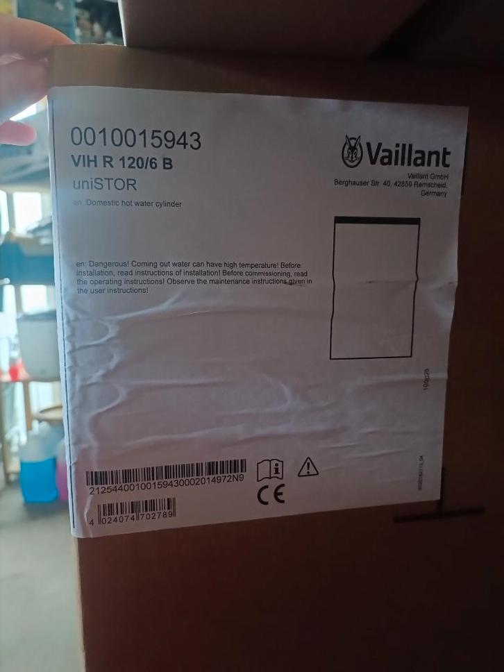 Boiler Vaillant uniSTOR VIH R 120/6 B – NEUF – 117 L, Huis en Inrichting, Overige Huis en Inrichting, Nieuw, Ophalen