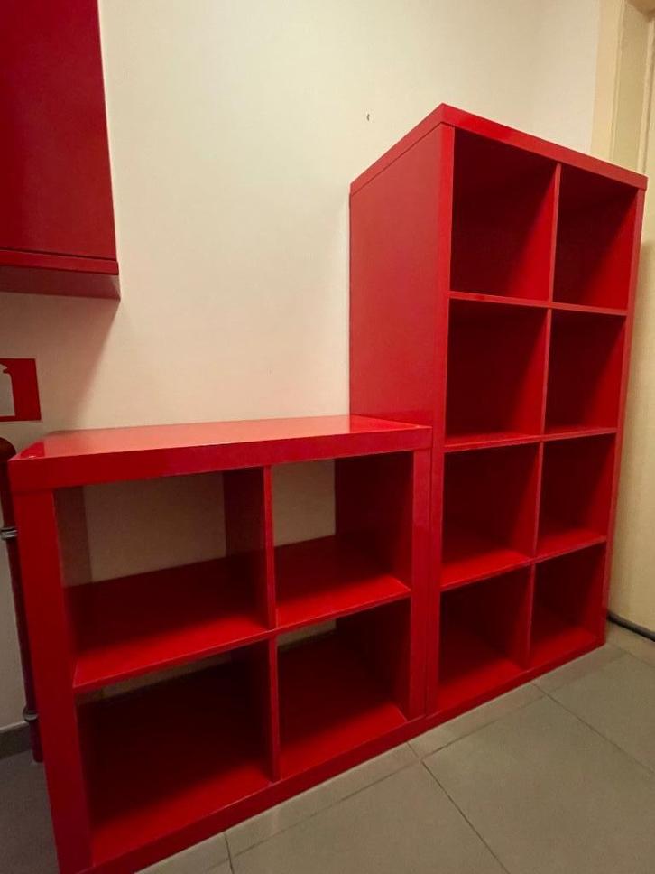 Kallax rek rood, Huis en Inrichting, Kasten | Boekenkasten, Gebruikt, 50 tot 100 cm, 100 tot 150 cm, 25 tot 50 cm, Overige houtsoorten