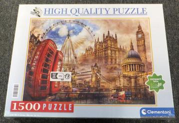 Puzzel - Clementoni 1500 - Vintage London, Verzenden, 500 t/m 1500 stukjes, Gebruikt, Legpuzzel