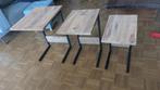 Bijzettafels hout met metalen poten 3 stuks, Huis en Inrichting, Tafels | Bijzettafels, Zo goed als nieuw, Rechthoekig, Hout, Ophalen