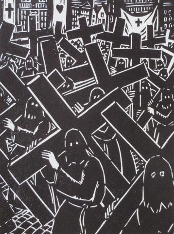 Houtsnede Frans Masereel: VEURNE: De Boetprocessie (2)    beschikbaar voor biedingen