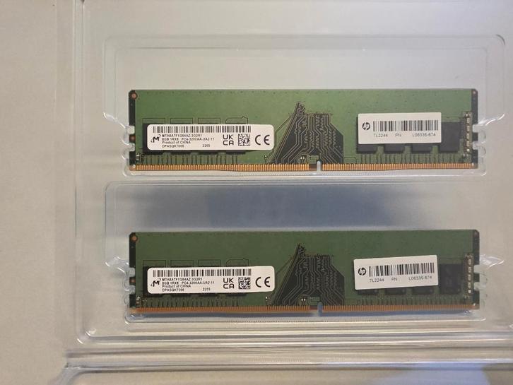 16GB (2x8GB) DDR4 3200 MHz – Micron / HP – PC de bureau, Computers en Software, RAM geheugen, Gebruikt, Laptop, 16 GB, DDR4, Ophalen of Verzenden