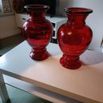2 rode vazen, Maison & Meubles, Accessoires pour la Maison | Vases, Comme neuf, Enlèvement, Moins de 50 cm, Rouge