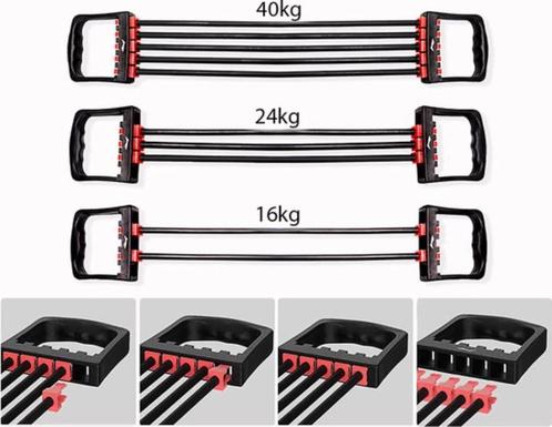 Weerstand tubes – workout set met handvaten, Sport en Fitness, Fitnessmaterialen, Zo goed als nieuw, Weerstandband, Armen, Borst
