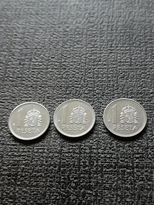 Spanje. 1 peseta van 1985 + 1986 + 1987 ( 2x )., Postzegels en Munten, Munten | Europa | Euromunten, Losse munt, Spanje, Verzenden