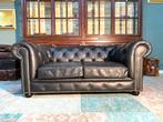 Engelse Chesterfield zetel zwart GRATIS GELEVERD, Huis en Inrichting, Ophalen of Verzenden, Zo goed als nieuw, Leer