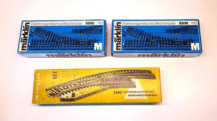 Märklin H0 – 6 M-wissels - lot 2: 5202/5140, Hobby en Vrije tijd, Modeltreinen | H0, Gebruikt, Rails, Wisselstroom, Märklin, Ophalen of Verzenden
