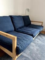 Blauwe inklapbare sofa, Huis en Inrichting, Zetels | Zetels, Ophalen, Hout, 150 tot 200 cm, Driepersoons