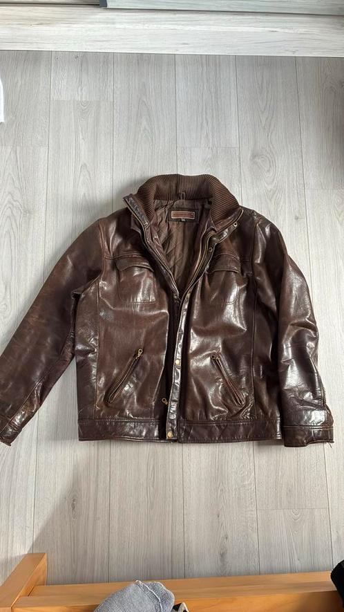 Leren jas, bruin, 3XL, Kleding | Heren, Jassen | Winter, Gedragen, Overige maten, Bruin, Ophalen of Verzenden