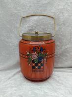 Belle bocal à biscuits en verre Art Déco orange, Enlèvement ou Envoi