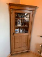 Grenen antieke hoekkast met glas, Huis en Inrichting, Kasten | Vitrinekasten, Ophalen, Met deur(en), Glas, 50 tot 100 cm