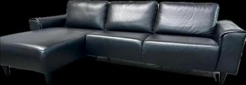 Luxe Hoeksalon Hjort Knudsen – Zwart Echt Leder – 285x170 cm, Enlèvement, Neuf, Cuir, Scandinavisch