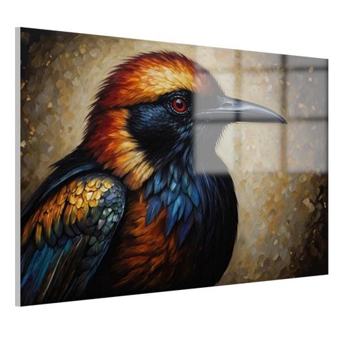 Vogel close-up schilderij Glasschilderij 105x70cm + Ophangsy, Huis en Inrichting, Woonaccessoires | Wanddecoraties, Nieuw, Verzenden