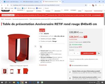 3 tables rouges neuves en acier. Peut être vendue à la pièce, Enlèvement, Neuf, Rond, Métal