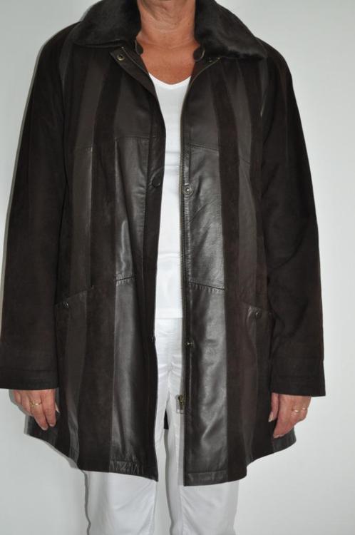 degelijke damesjas leder met suede, Kleding | Dames, Jassen | Winter, Zo goed als nieuw, Maat 42/44 (L), Bruin, Ophalen