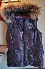 NAPAPIJRI mouwloos donsjack met kap met bontafwerking XL, Bruin, Maat 46/48 (XL) of groter, Ophalen of Verzenden, Zo goed als nieuw