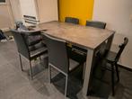 Stevige donker grijze keuken tafel met 4 stoelen, Huis en Inrichting, Zo goed als nieuw, Ophalen