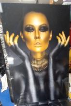 Gouden vrouwenhoofd,Print op Aluminium, Antiek en Kunst, Ophalen