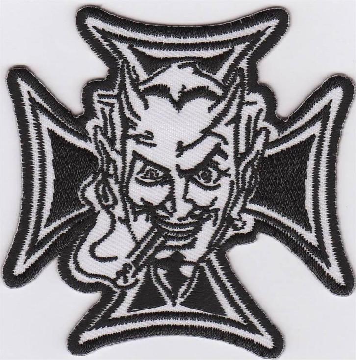 Iron Cross Devil stoffen opstrijk patch embleem #3, Motoren, Accessoires | Overige, Nieuw, Verzenden