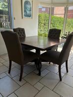 Donker eikenhouten eetkamertafel 120x120 / Diameter 170, Ophalen, 150 tot 200 cm, Zo goed als nieuw, Vijf personen of meer