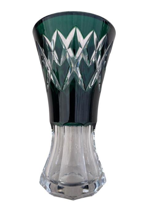 Vase en Cristal Vert Art Déco Val Saint Lambert, Antiquités & Art, Antiquités | Verre & Cristal, Enlèvement ou Envoi