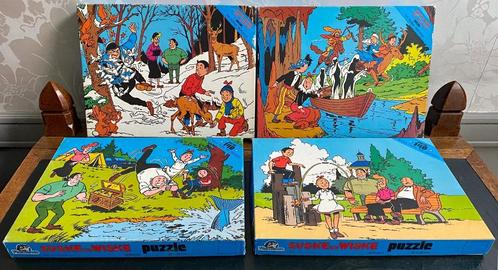 Vintage Puzzles Bob & Bobette (4 pièces) 1981, Collections, Personnages de BD, Utilisé, Bob et Bobette, Enlèvement ou Envoi