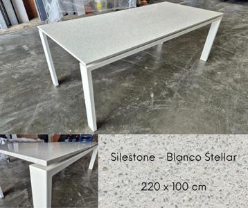Tafel mineraalcomposiet 220 x 100 cm met onderstel  beschikbaar voor biedingen