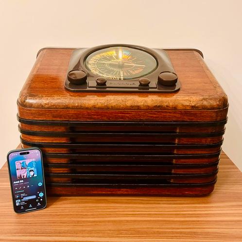 ART DECO BUIZENRADIO PHONOLA NEOSINTO 1941 VINTAGE BLUETOOTH, Antiek en Kunst, Antiek | Tv's en Audio, Verzenden