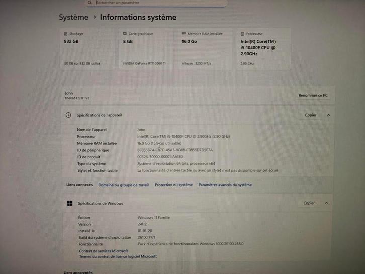 PC Gamer RTX 3060 TI, Computers en Software, Desktop Pc's, Gebruikt, SSD, Ophalen