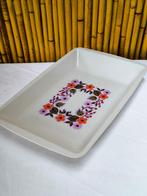 Vintage 1970 DBR dienblad in crèmekleurig met retro bloemen, Verzamelen, Ophalen of Verzenden, Huis en Inrichting