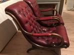 Chesterfield 2 authentieke clubfauteuil in rood leder, Huis en Inrichting, Ophalen