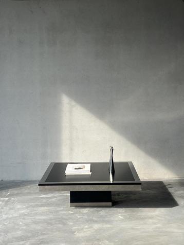 Italiaanse salontafel van geborsteld aluminium, jaren 70 beschikbaar voor biedingen