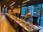 Meubilair horeca 44 velvet stoelen 10 + 5 tafels + stapelrek, Huis en Inrichting, Overige kleuren, Ophalen of Verzenden, Stof