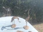 2 mooie koperen / bronzen reiger beeldjes / 29 en 17 cm, Ophalen