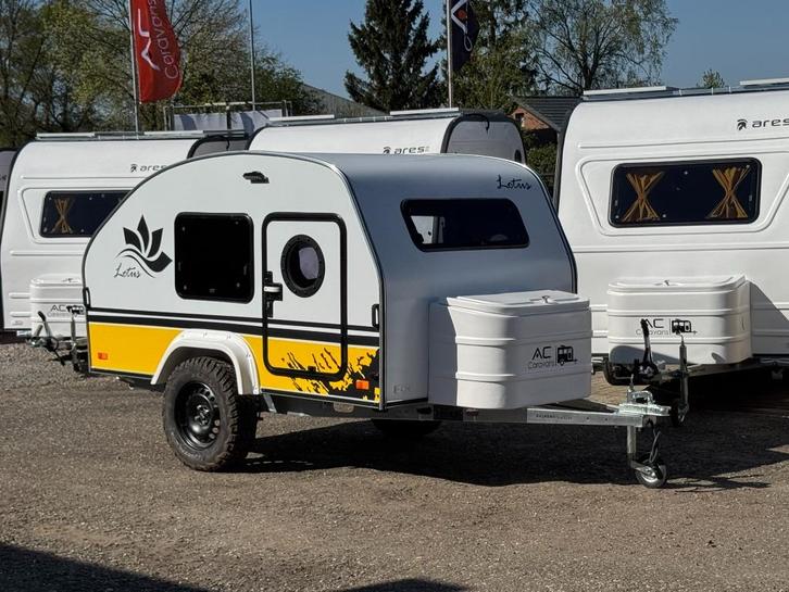 ✅LOTUS OFF-ROAD CARAVAN • GEEL • NIEUW • 2PERSOONS • ALKO •, Caravans en Kamperen, Caravans, Bedrijf, tot en met 4, 500 - 750 kg